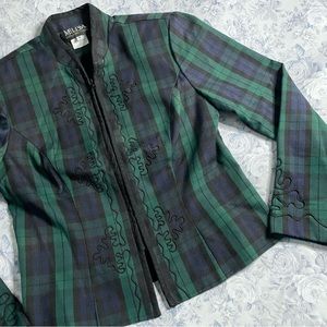 Vintage Blazer Made in USA Clueless Academia Plaid Jacket Cord Swirl Detail Meli